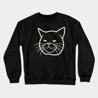 Lineart Cute Cat Bored Face Crewneck Sweatshirt